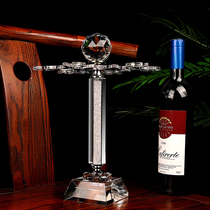Creative crystal diamond gold foil red wine cup holder suspension rotating upside down goblet 6 sets of household ornaments