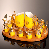 Twelve Zodiac Yuanmingyuan ceramic white wine cup dispenser set household wine cup Chinese wine set 12 One Cup