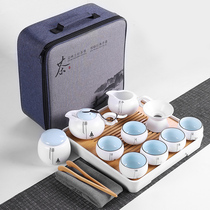 Kiln travel kung fu tea set Small set simple household carrying case outdoor storage simple Japanese teapot tea art