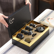 Japanese black pottery kung fu tea set home simple ceramic teapot tea cup whole set of gift box custom logo