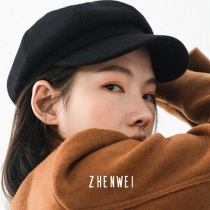 Three-dimensional black wool beret cap children Spring and Autumn news boy hat octagonal hat octagonal hat autumn and winter retro painter hat
