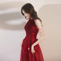 Wine Red Color Summer Advanced Sensation Little Subbridal Toast Gown Gown Woman Design Feelings Petty and Thin Summer Money