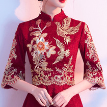 Toast Bride 2021 New Wedding Engagement Dress Pregnant Women Wine Cheongsam Small Dress Dress Women
