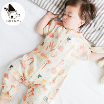 Griny baby gauze sleeping bag spring and summer thin baby bamboo cotton short-sleeved split legs Childrens air-conditioned room anti-kick quilt