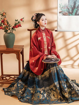Zhong Lingji Qianjin Laughing: New Years Hanfu Ming imitation makeup flower Zhijin horse face-to-face collar small golden flower short jacket woman