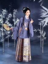 Zhong Ling remember the raccoon slaves: Ming-made Hanfu round neck patchwork cross-collar pleated horse-faced womens jacket skirt pipa sleeves autumn and winter
