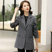  WITHSUN houndstooth blazer womens 2021 autumn new loose chic casual retro suit top