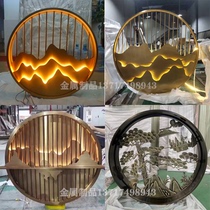 Chinese stainless steel round rockery porch screen rose gold outdoor courtyard background wall partition aluminum relief New