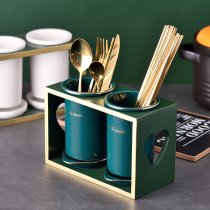 Nordic light luxury ceramic chopsticks tube household chopsticks basket drain double chopsticks bucket chopsticks box storage rack chopsticks cage