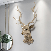 New Chinese light luxury style three-dimensional art wall decoration living room dining room background wall hanging deer head wall hanging Zhaocai