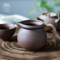 Ji Zheng retro unglazed coarse pottery hemp rope to divide tea cup tea cup old rock mud sea ceramic uniform Cup