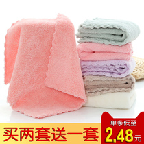 4 water-absorbing small square towels childrens towels cleaning hands washing face softer than cotton gauze