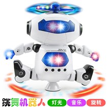 360 degree rotating light music dance Electric childrens toy robot circle dance robot
