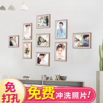 Creative Photo Wall 9 Frame 7 inch frame wall combination photo wall Nine Palace grid retro wooden frame