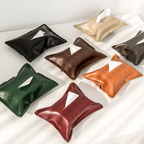 Light luxury solid color oil wax skin towel cover household tissue towel bag car tissue bag medium tissue box bag