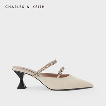 CHARLES & KEITH Fall Womens Shoes SL1-60280370 Womens Rhinestone Pointed High Heel Mueller Shoes