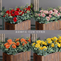 Simulation rose fake flower fence flower arrangement decoration outdoor flower box sales department outside swing partition flower shelf fake flower