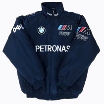 F1 racing suit BMW locomotive suit cycling suit mens motorcycle embroidery winter cotton jacket loose windproof and warm jacket