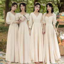 Wedding sister group bridesmaid clothes can usually wear sister clothes bridesmaid Group dress female spring and autumn long sleeves thin cover meat