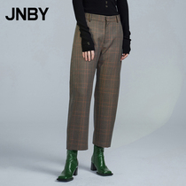 JNBY Jiangnan cloth autumn new pants women retro check suit casual straight trousers 5K9310880