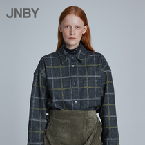 JNBY jiangnam cloth shirt fashion lapel collar long sleeve check print shirt Womens 5JA220110