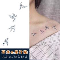 Juice tattoo stickers herbal semi-permanent waterproof lasting female swallow clavicle ins wind sexy text