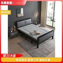Folding bed single home simple nap nap rental house durable and reinforced double four-fold rigid bed