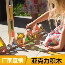 rainbowblocks Wooden Creative Acrylic Rainbow Building Blocks Baby Builds Children Early Education Puzzle Toys