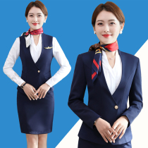 High-end stewardess uniforms professional clothing tooling suits female hotel front desk work clothes property customer service reception work clothes