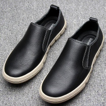 Foreign trade lazy shoes mens driving breathable mens casual shoes pedal leather first layer cowhide mens shoes casual and versatile