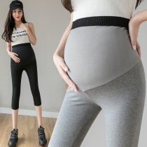 Pregnant women pants pregnant women leggings summer wear thin high waist belly Capri pants yoga pants solid color wild sports pants