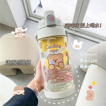 Oversized large capacity 2000ml straw water cup female portable anti-fall high temperature resistant cup Male fitness sports kettle