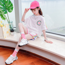Girl Summer Clothing Sports Suit Trendy Ocean Gas New Big Child Girl Clothes Sportswear Pants Tshirt Tide