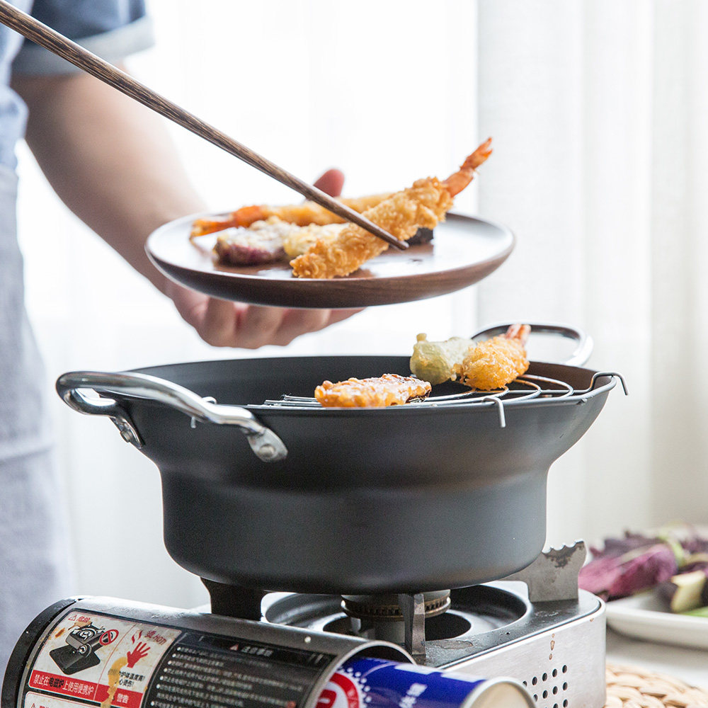 摩登主妇日式天妇罗不锈钢油炸锅家用厨房烹饪小炸锅油锅油炸锅