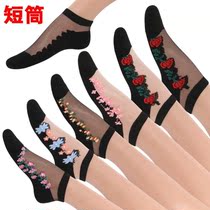 5 Double Fitted Socks Children Short Silo Silk Socks Summer Ultra Slim Socks Glass Crystal Socks Suction sweat Breathable Cotton Bottom Boat Socks