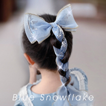  Childrens ponytail hairpin headdress mesh bow streamer braided hairpin summer girl Princess Aisha hair accessories