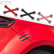 Car personality creative shoelace car stickers 3D stereo simulation patch strap stickers body scratch stickers car tail decoration