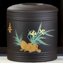 茶叶罐紫砂茶叶罐陶瓷密封罐大号茶具套装储存普洱茶饼收纳盒桶缸