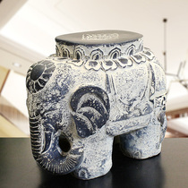 Retro elephant shoe stool home door entrance entrance entrance flower pot base auspicious fortune ornaments light luxury crafts