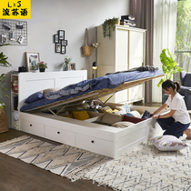Nordic white storage box Simple and modern 1 2 children 1 8 function drawer storage 1 5 meters paint headboard