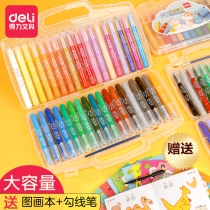 Del Crayon Oil Painting Stick Children Safe and Tasteless Washable 36 Color Water-soluble Crayon Set Not Dirty Hand Color Painting Brush Graffiti Kindergarten Baby Color Rotating Crayon 24 Colors