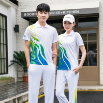 Quick-dry gateball table tennis clothing men and women tug-of-war radio gymnastics sportswear short-sleeved trousers badminton match suit