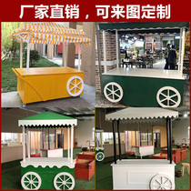 Anticorrosive wood antique mobile sales truck stall snack car cart Wooden solid wood trolley multi-function customization