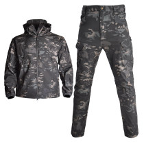 Camouflage suit suit mens autumn and winter fleece suit soft shell consul tactical jacket plus velvet thickened waterproof wind