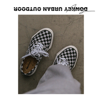Multi-mouthed Donkey black and white plaid thick bottom low casual board shoes mens canvas shoes dissolved shoes