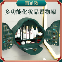 Bathroom cosmetics Bathroom toilet toilet washstand shelf Wall-mounted wall-free perforated storage box rack
