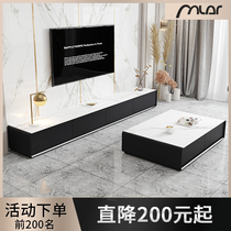 Rock board TV cabinet Coffee table combination Light luxury small apartment household Italian living room wall Marble modern simple floor cabinet