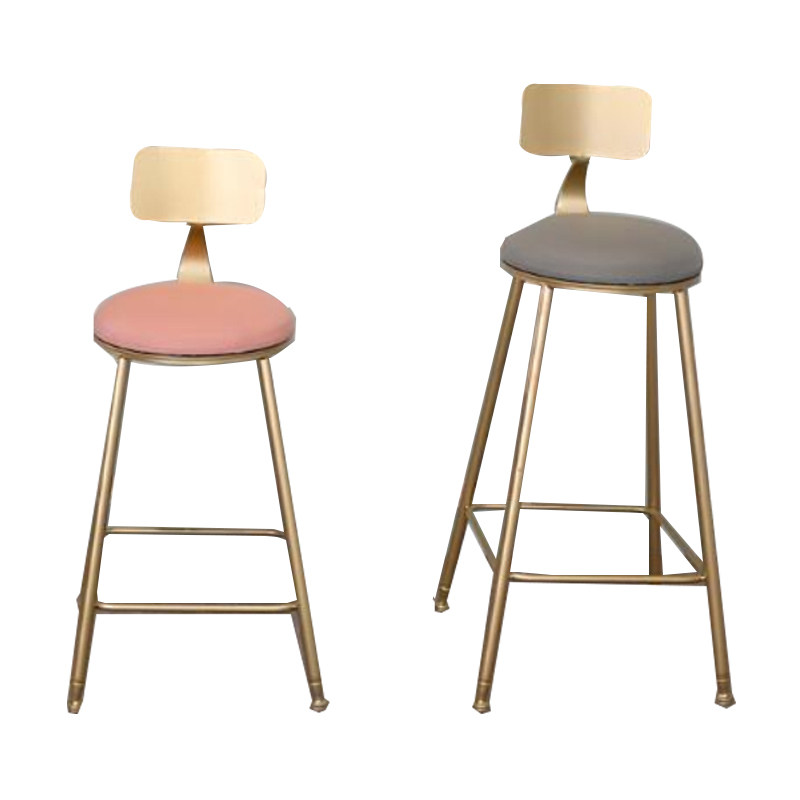 Nordic wind dining chair bar chair simple gold iron home back chair high footstool modern coffee shop bar