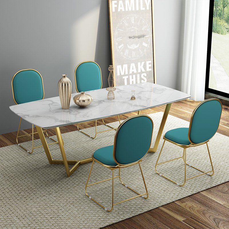 Marble table table Nordic modern simple rectangular four-person dining table chair combination small family table home