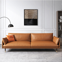 Office sofa coffee table combination set Italian leather trio business reception simple office sofa